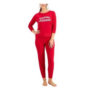 FAMILY PJs Womens Red Top Elastic Band Long Sleeve Lounge Pants Pajamas S